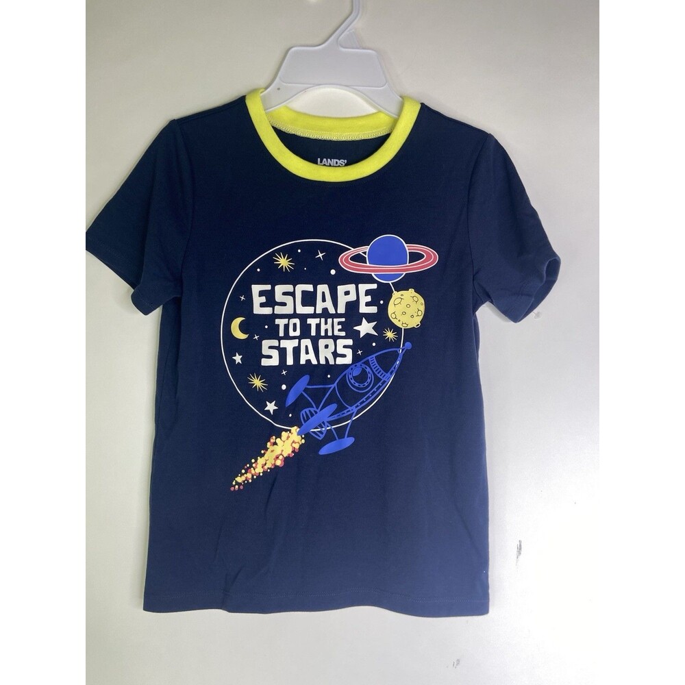 Lands End Space Graphic Print Short Sleeve Tee T-Shirt Boys Size M 8